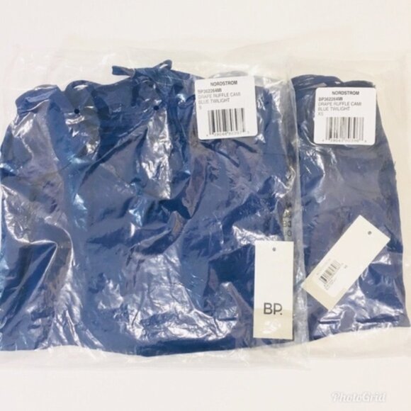 BP Womens Blue Flutter Sleeve Cold Shoulder Silky Satin Camisole Top Sz S New - Picture 8 of 10